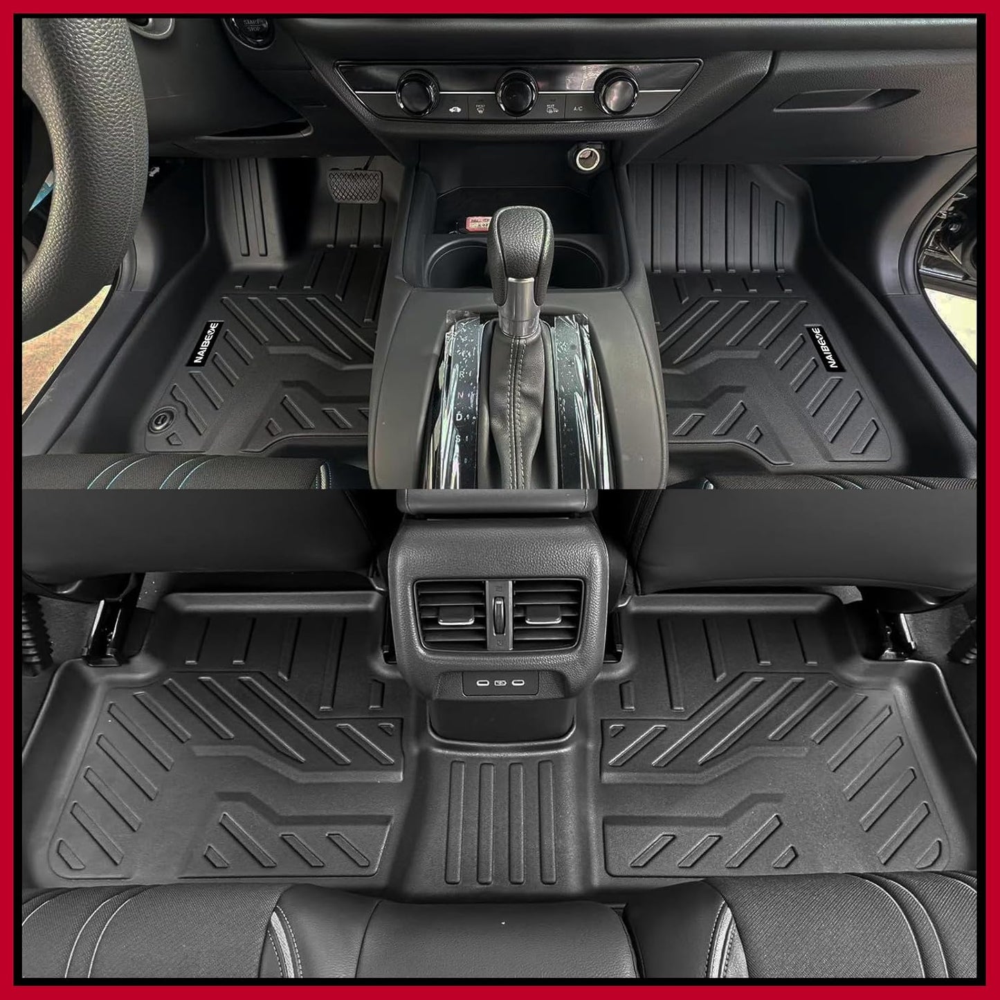 Naibeve Floor Mats for 2023 2024 2025 Honda HRV HR-V/2025 Acura ADX - All Weather for Honda HR-V All Weather Floor Mats and Cargo Mat and Backrest Mat and Door Edge Protector Accessories