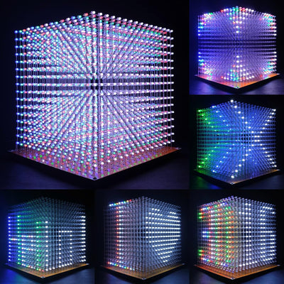 168.00 - New, 3D Led Cube Light Electronics Kit with LED 16x16x16 Electronic Learning Toy for Children and Teenagers Learning Activities Suit (3D16MINI-MULTI-KIT)