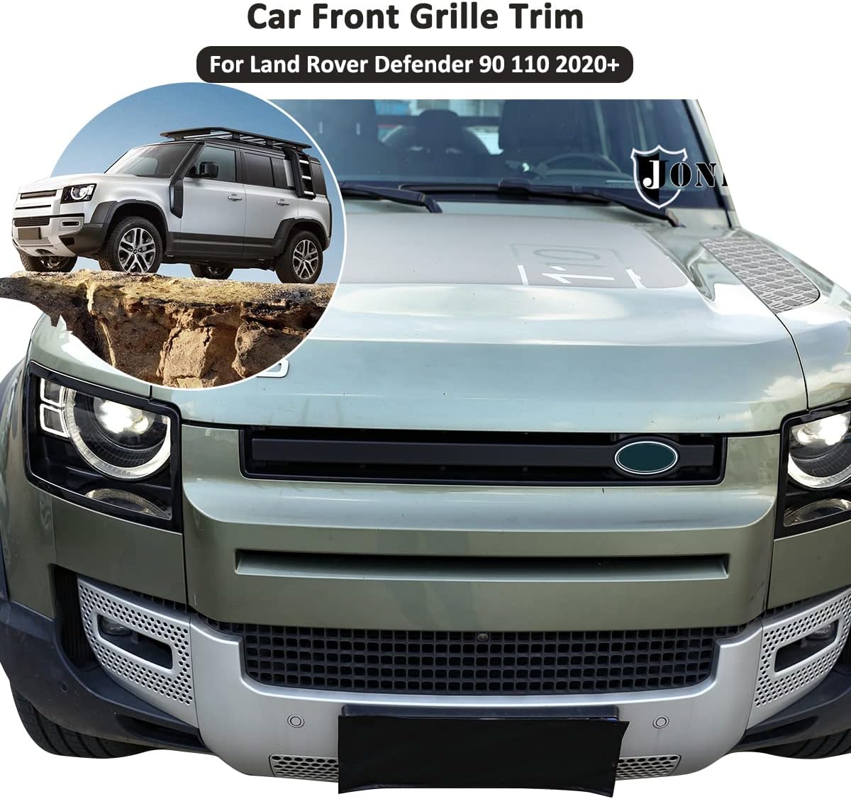Front Grille Trim Strips For Land Rover Defender 90 110 2020-2022 Grille Trim Strips Cover Frame Car Decorations Stickers (Matte Black)