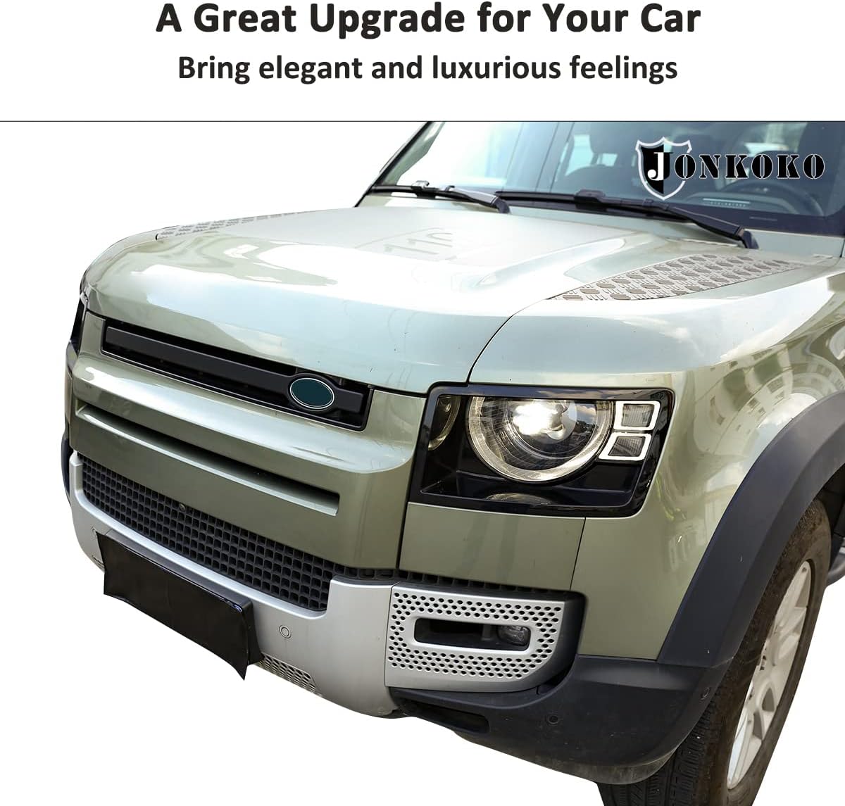 Front Grille Trim Strips For Land Rover Defender 90 110 2020-2022 Grille Trim Strips Cover Frame Car Decorations Stickers (Matte Black)