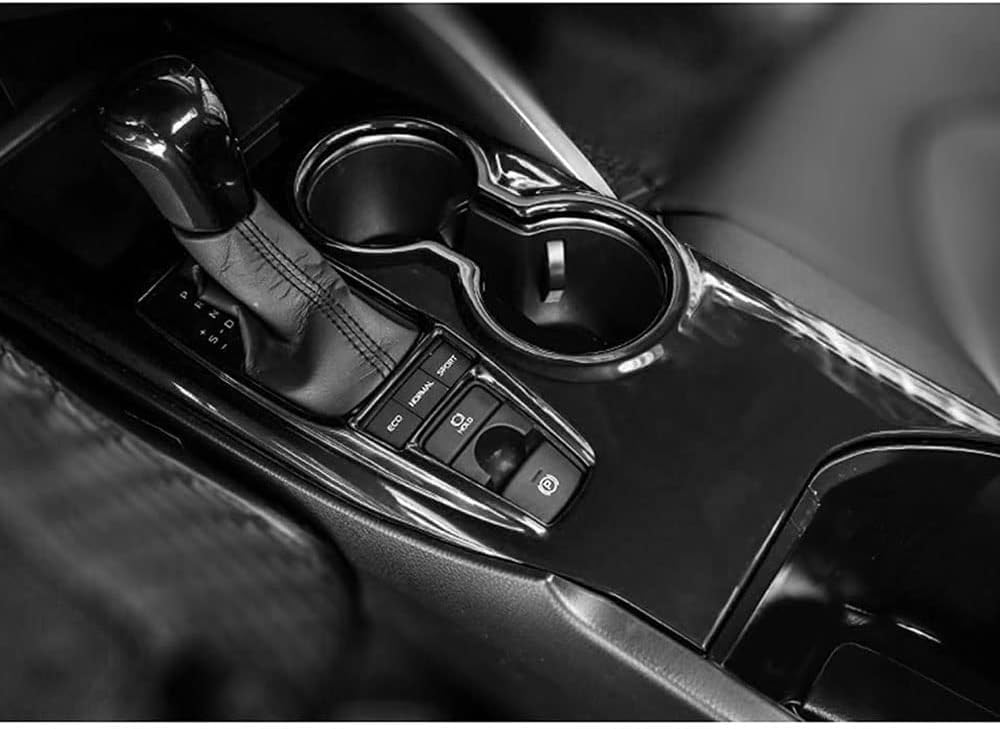 XITER 1Pcs Lacquer Black ABS Gear Shift Knob Console Panel Trims Cover Cup Holder Decor Sticker for Toyota Camry LE SE TRD SE 2018 2019 2020 2021 2022 2023 2024-Without Seat Heater Switch