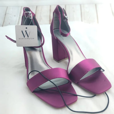 Worthington Magenta/ Fuschia Stappy Block Heels Size 9.5