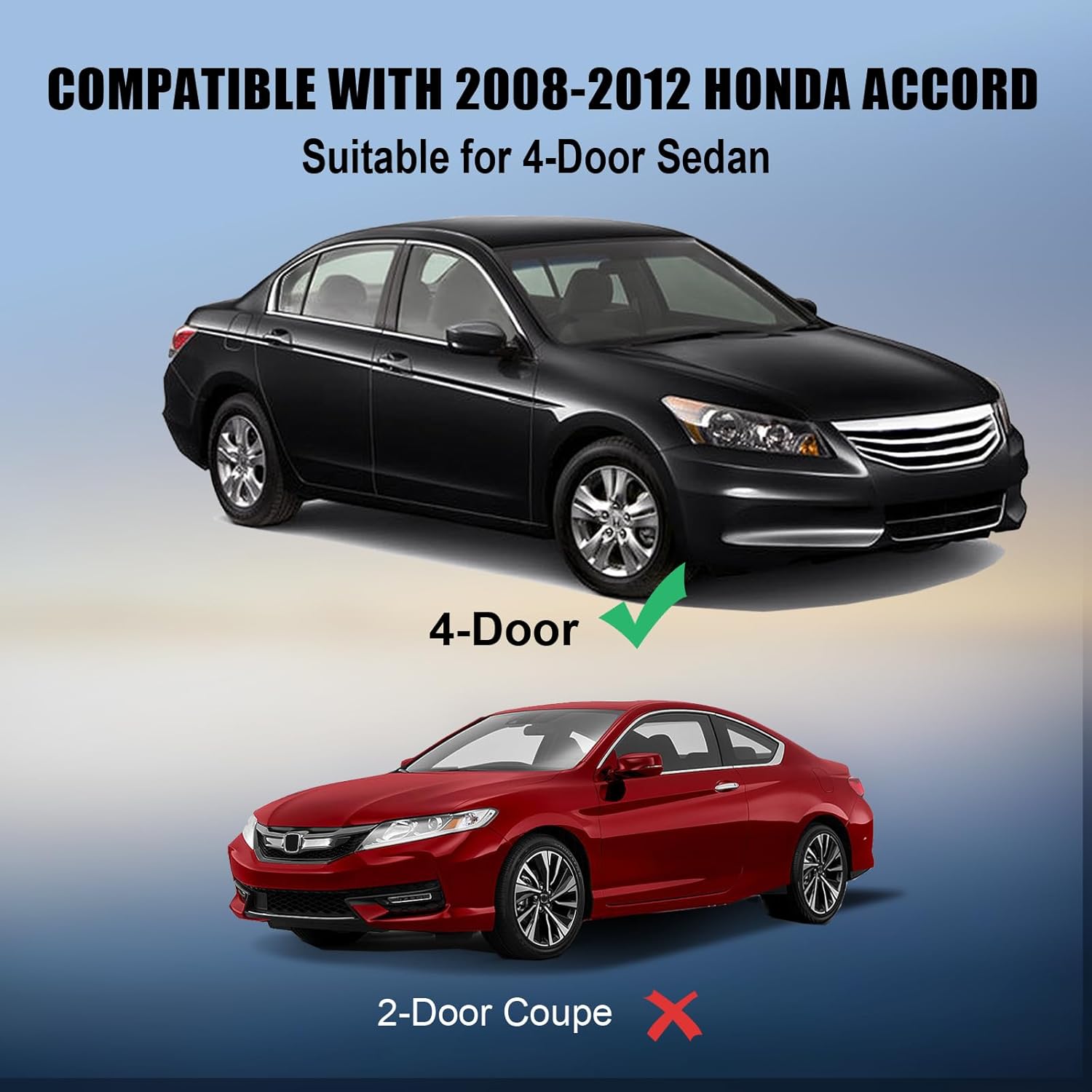 Window Molding Trim for Honda Accord 2008-2012,4-Door Sedan,Chrome Outside Door Weatherstrip Window Seal Belt,Replace#72410-TA0-A01 72450-TA0-A01 72910-TA0-A01 72950-TA0-A01