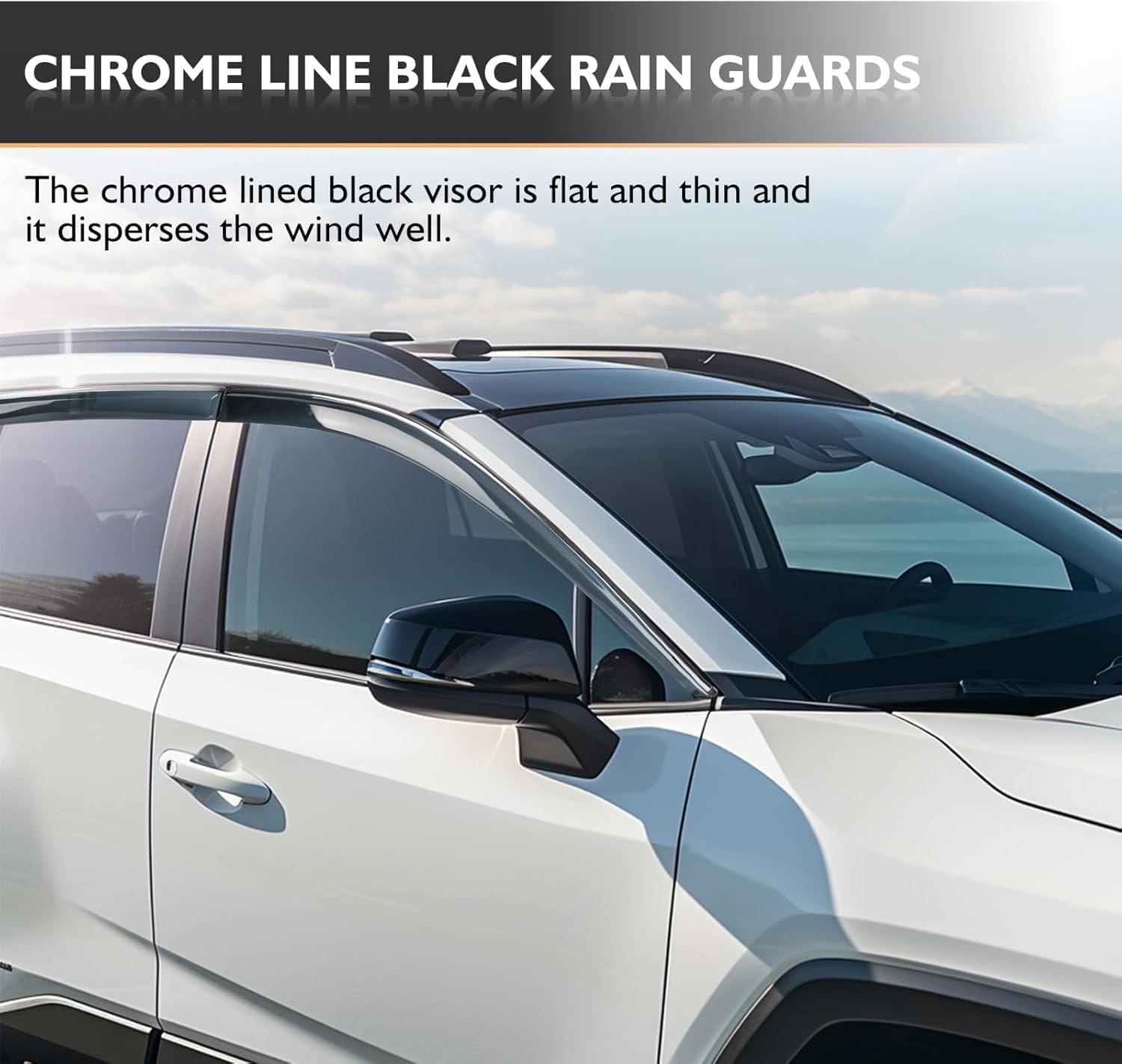 Window Visor 6 Piece Set for Toyota RAV4 2013 2014 2015 2016 2017 2018 Safe RAIN Out-Channel Guard Deflector (for RAV4 13-18 6-Piece Set)