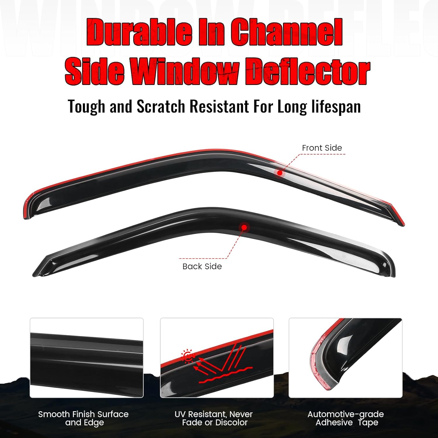 IKON MOTORSPORTS in Channel Window Visors Compatible with 1994-2001 Dodge Ram, Smoke Slim Style Wind Deflector 2Pcs, 1995 1996 1997 1998 1999 2000