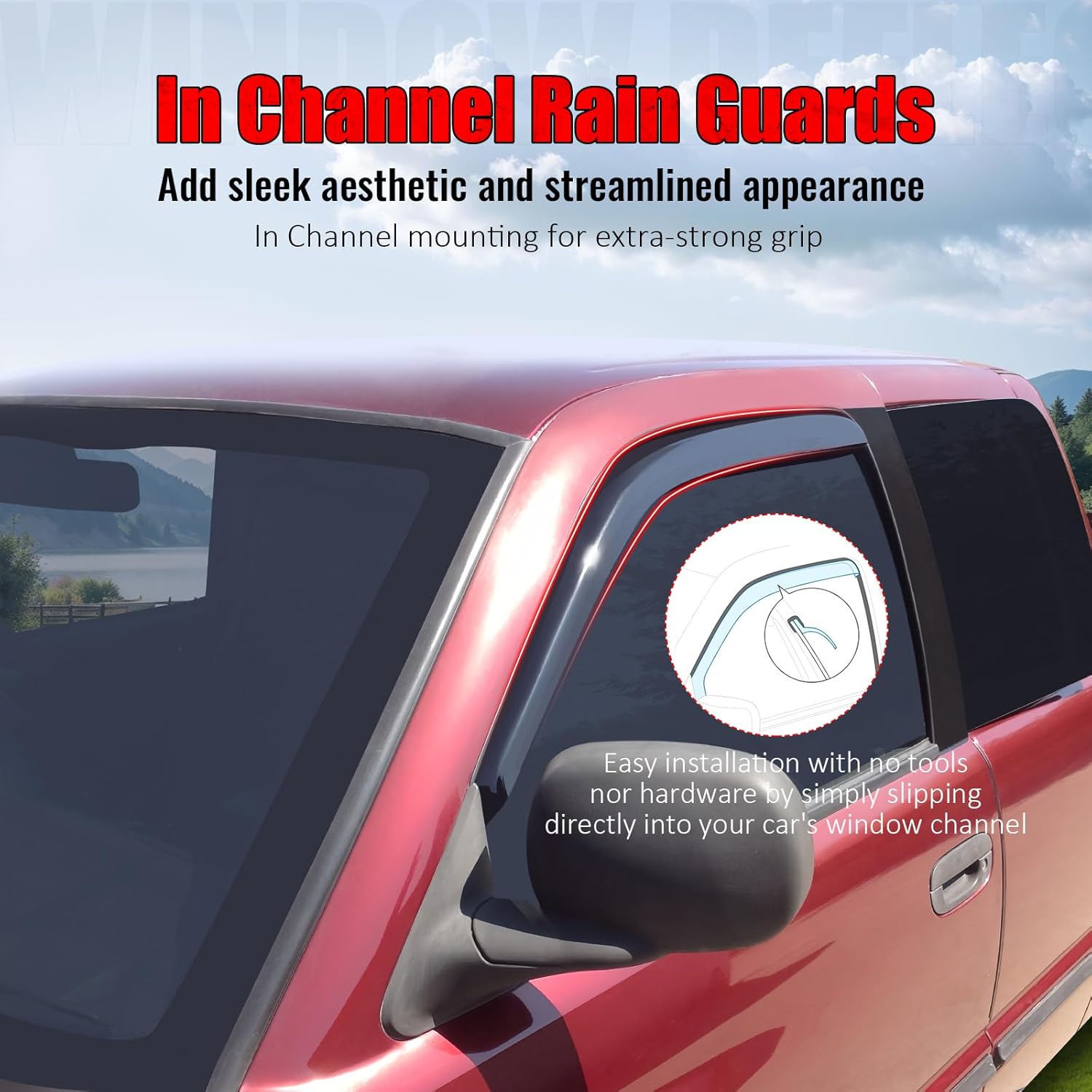 IKON MOTORSPORTS in Channel Window Visors Compatible with 1994-2001 Dodge Ram, Smoke Slim Style Wind Deflector 2Pcs, 1995 1996 1997 1998 1999 2000