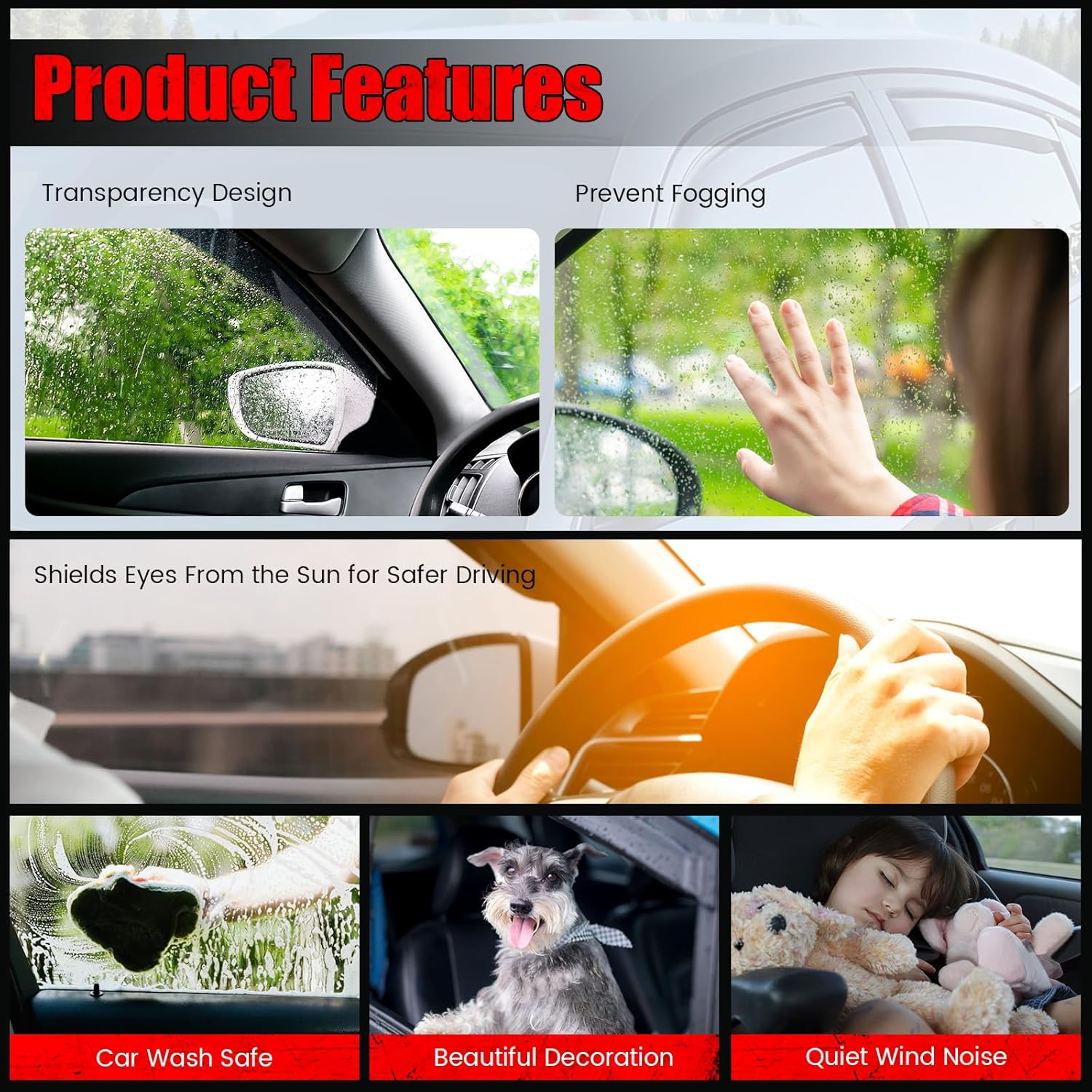 IKON MOTORSPORTS in Channel Window Visors Compatible with 1994-2001 Dodge Ram, Smoke Slim Style Wind Deflector 2Pcs, 1995 1996 1997 1998 1999 2000