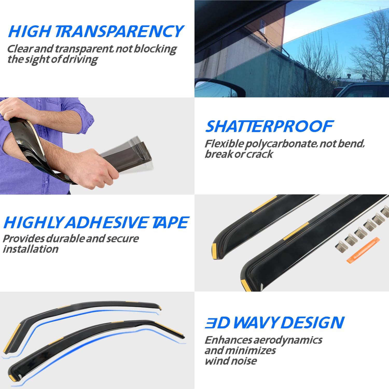 4 PCS in-Channel Window Rain Guards Fit for 2019-2025 Toyota RAV4, Smoke Tinted Vent Window Visors, Window Vent Deflector, Sun Visors Vent Shades, Car Accessories 2020 2021 2022 2023 2024