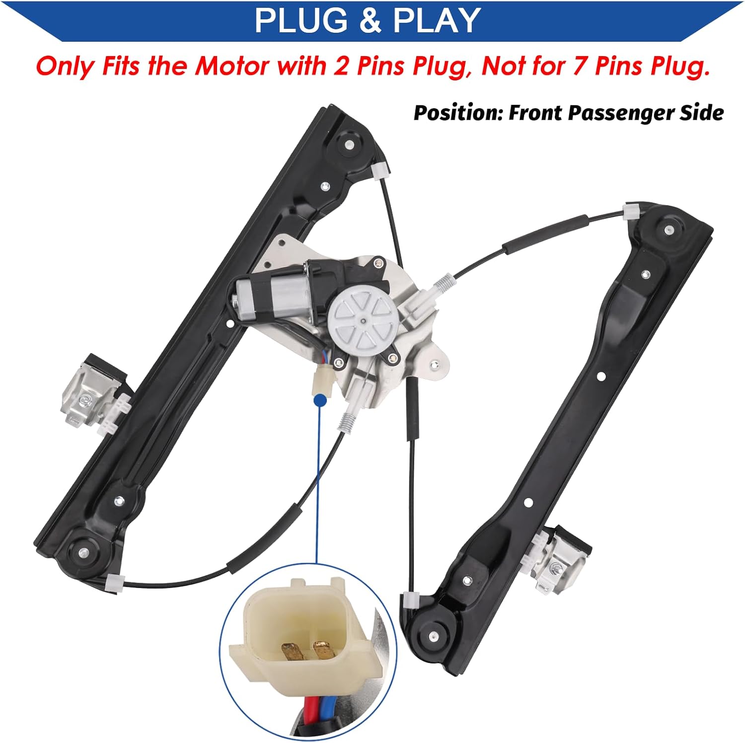 Power Window Lift Regulator with Motor Assembly Front Right Passenger Side Compatible with Chevrolet Cruze 2012-2015/ Chevy Cruze Limited 2016 (2 Pins), Replace OE 751-740