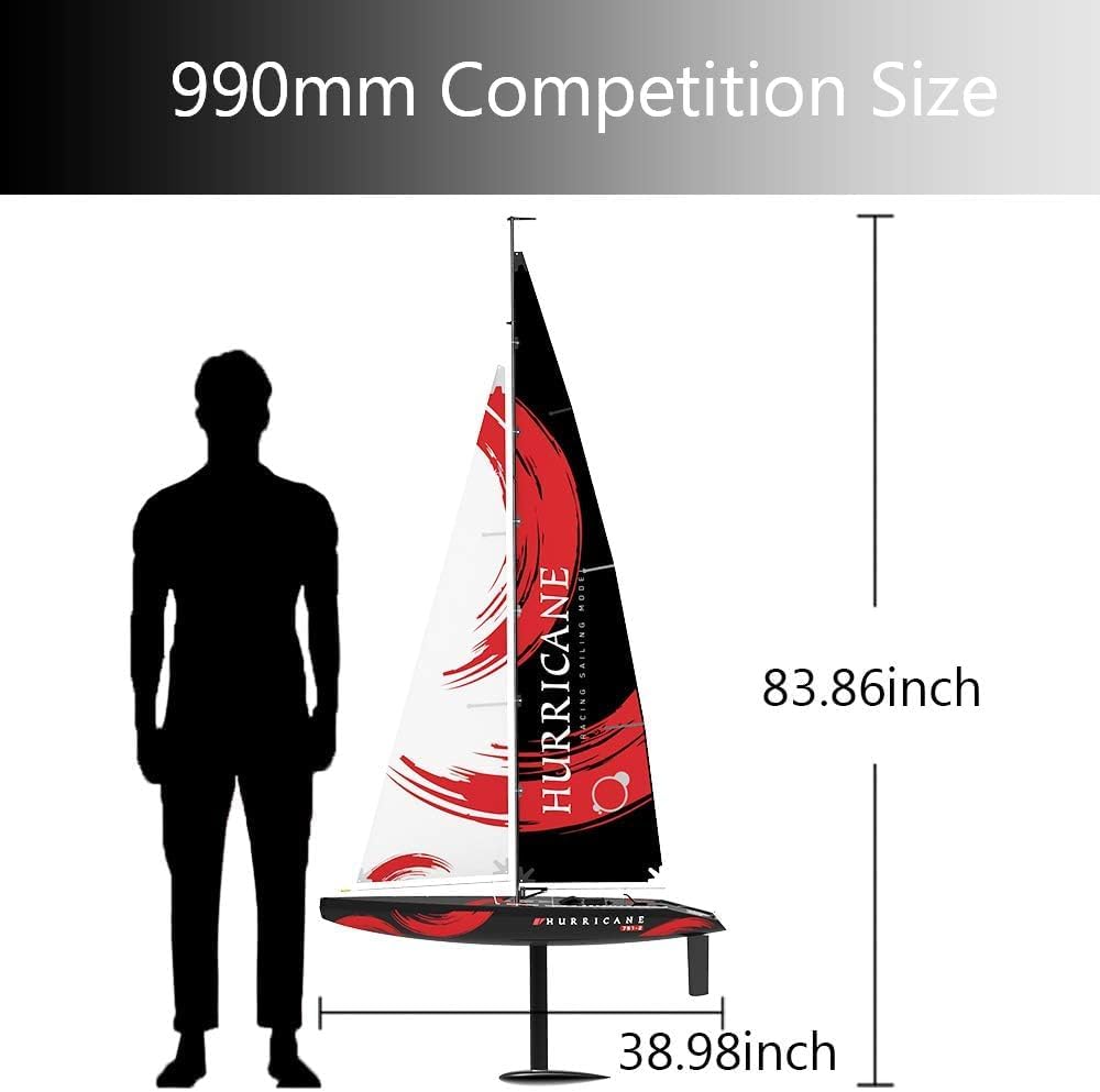 VOLANTEXRC RC Sailboat Hurricane 2.4Ghz Race Class Remote Control Sailboat with 83.9x39 Inches, Wind Powered RC Boat Ready to Run (RTR) for Beginners, Adults (791-2) - 84" Tall