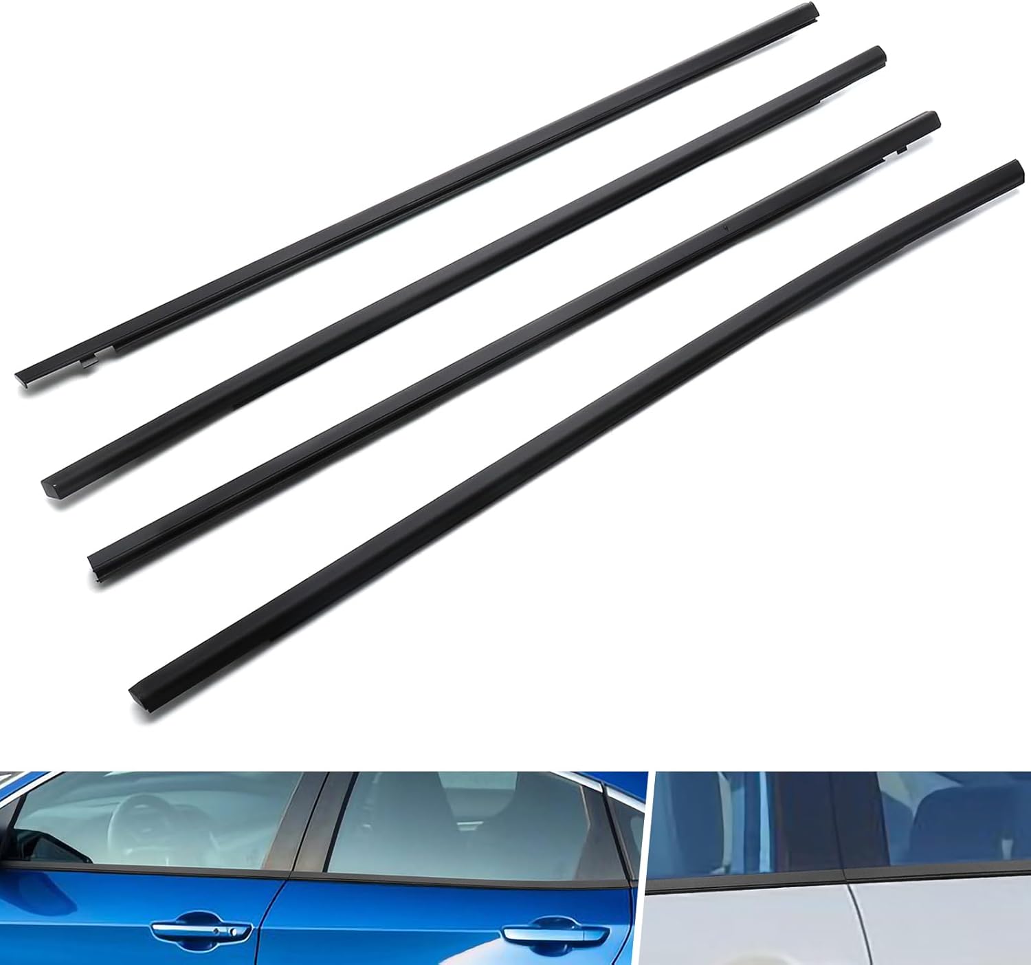 MotorFansClub 4PCS Weatherstrip Window Sealing Fit for Honda Civic Sedan 2016 2017 2018 2019 2020 2021 Sealing Strip Door Outside Trim, Black