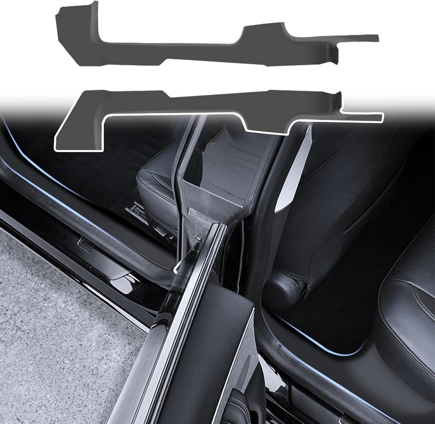 Scratch Protection Door Sill Protector for Tesla Model 3 Highland 2024 Front and Rear Door Entry Guard Scuff Plate TPE Door Sill Threshold Protector