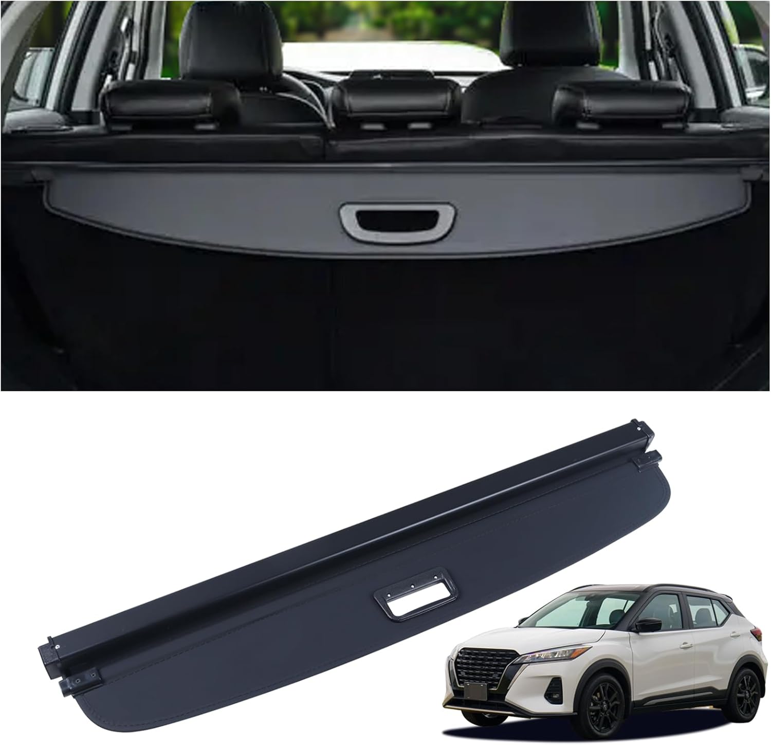 Cargo Cover Fit for 2018-2025 Nissan Kicks Rear Storage Waterproof Retractable Rear Trunk Security Cover Shielding Shade Black