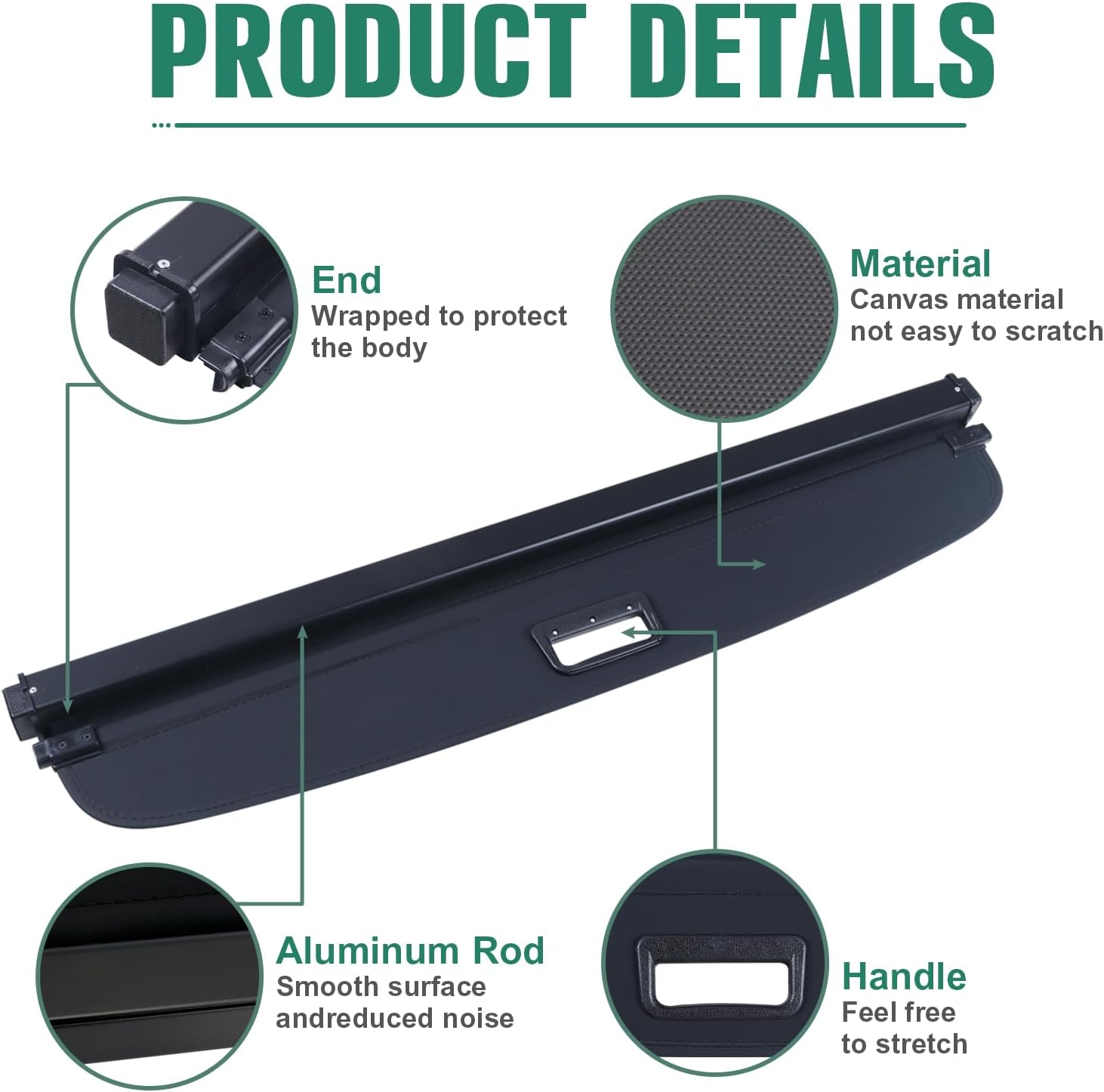 Cargo Cover Fit for 2018-2025 Nissan Kicks Rear Storage Waterproof Retractable Rear Trunk Security Cover Shielding Shade Black