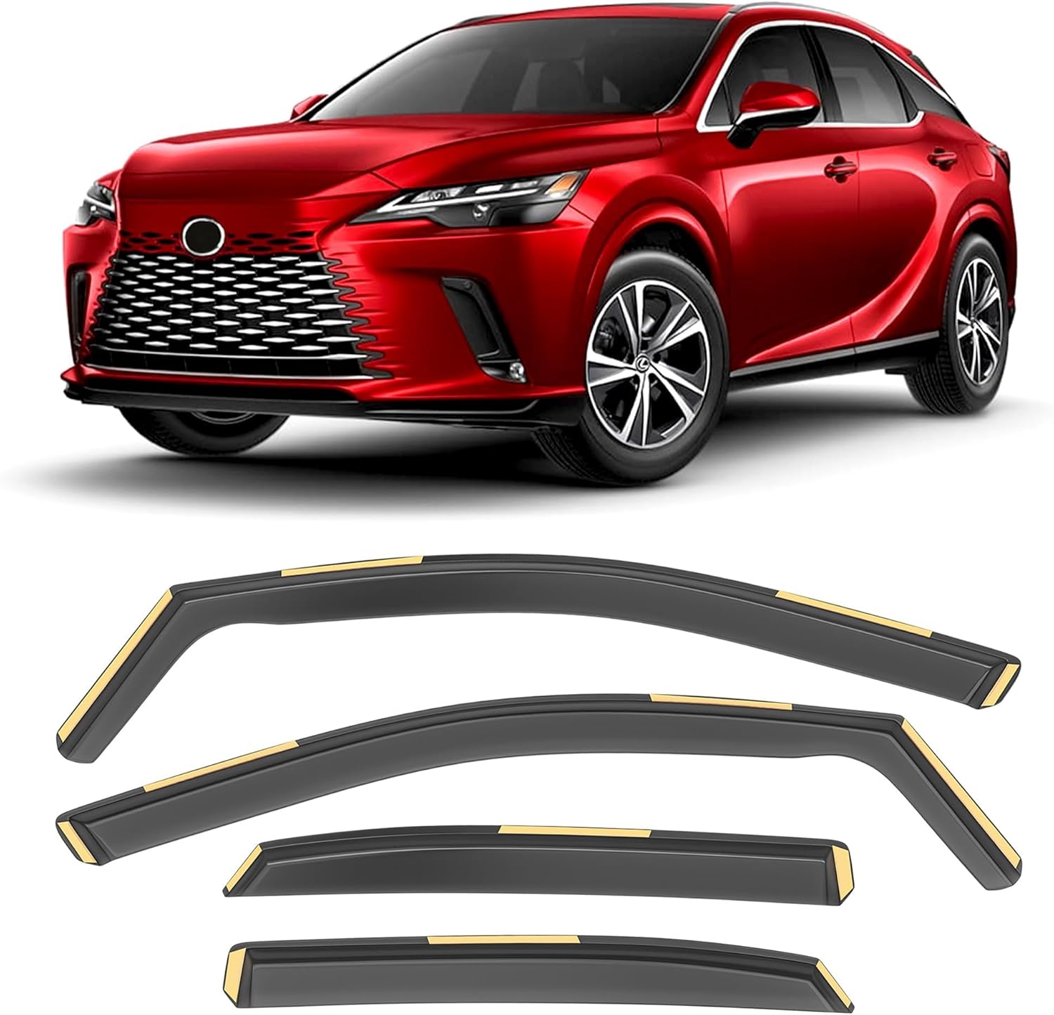Shatterproof in-Channel Window Rain Guards for 2023-2025 Lexus RX 350H 450H, Extra Durable Window Deflectors, Vent Window Visors for Cars, Vent Deflector, 4pcs