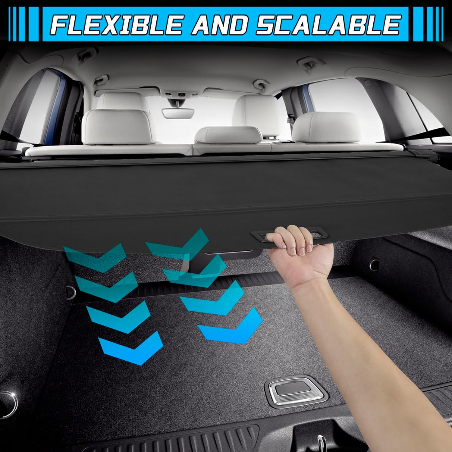 Retractable Cargo Cover Compatible with Audi Q5 SQ5 2018 2019 2020 2021 2022 2023, Car Trunk Organizer Cover Luggage Cargo Security Shield Shade