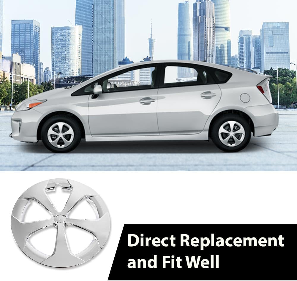 PIT66 Hubcap Wheel Cover 16 Inch 5-Spoke Compatible with Toyota Prius 15" 2012-2015, hubcap Silver Replacements 61167-42602-47060