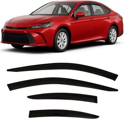 2025 2026 Tape-On Side Window Visor Deflectors for Toyota Camry LE SE XLE XSE Smoke Tinted Rain Guards