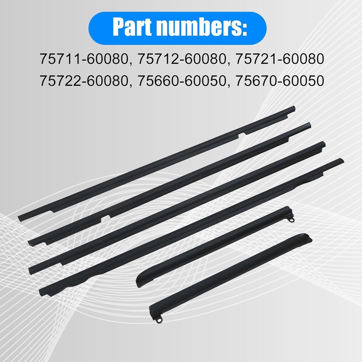 FZJDSD 7571160080 7572160080 Car Quarter Door Belt Moulding Black Set Compatible with Toyota Prado FJ / LC120 2003-2009 Compatible with Lexus GX470 Weatherstrip Window Molding Trim Window Seal Belt (model may vary)