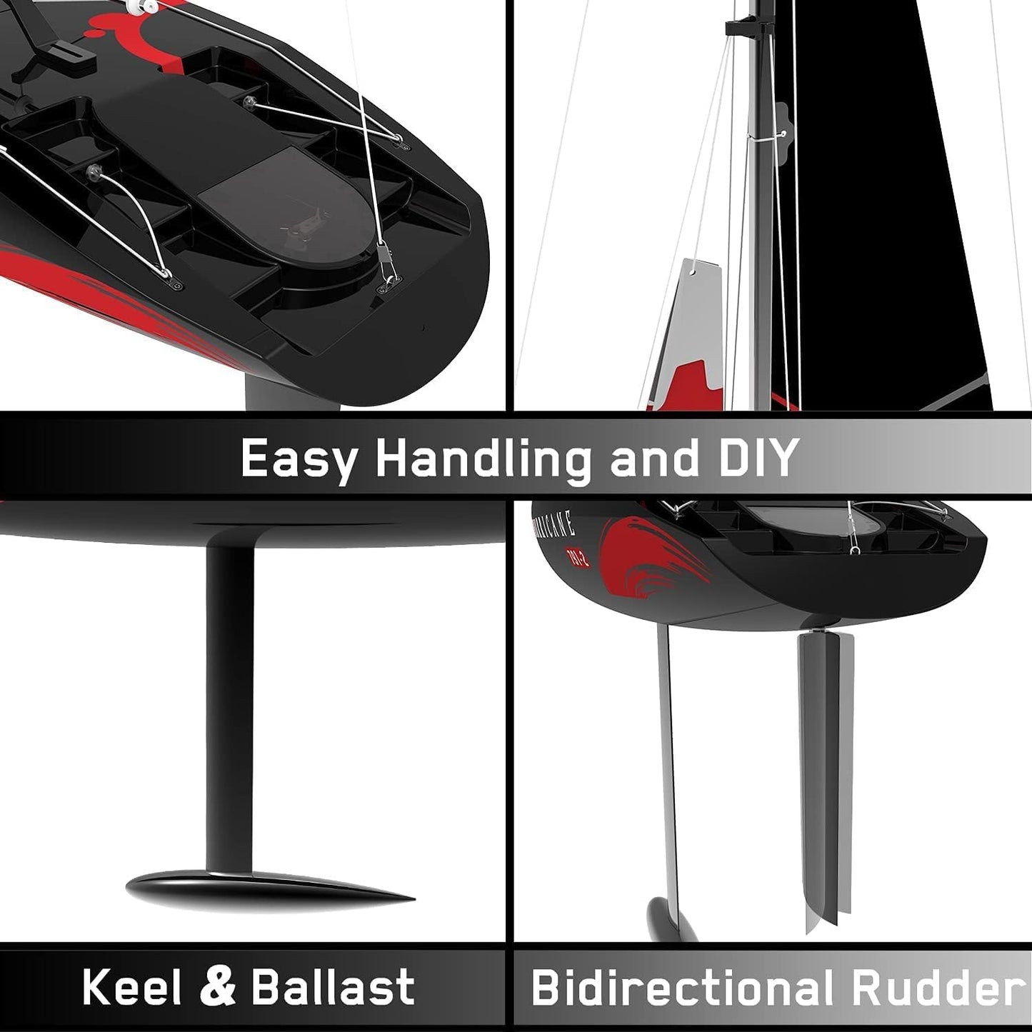 VOLANTEXRC RC Sailboat Hurricane 2.4Ghz Race Class Remote Control Sailboat with 83.9x39 Inches, Wind Powered RC Boat Ready to Run (RTR) for Beginners, Adults (791-2) - 84" Tall