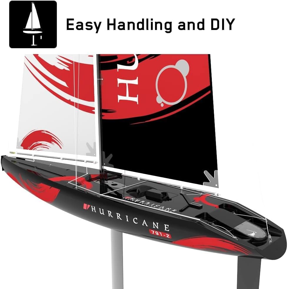VOLANTEXRC RC Sailboat Hurricane 2.4Ghz Race Class Remote Control Sailboat with 83.9x39 Inches, Wind Powered RC Boat Ready to Run (RTR) for Beginners, Adults (791-2) - 84" Tall