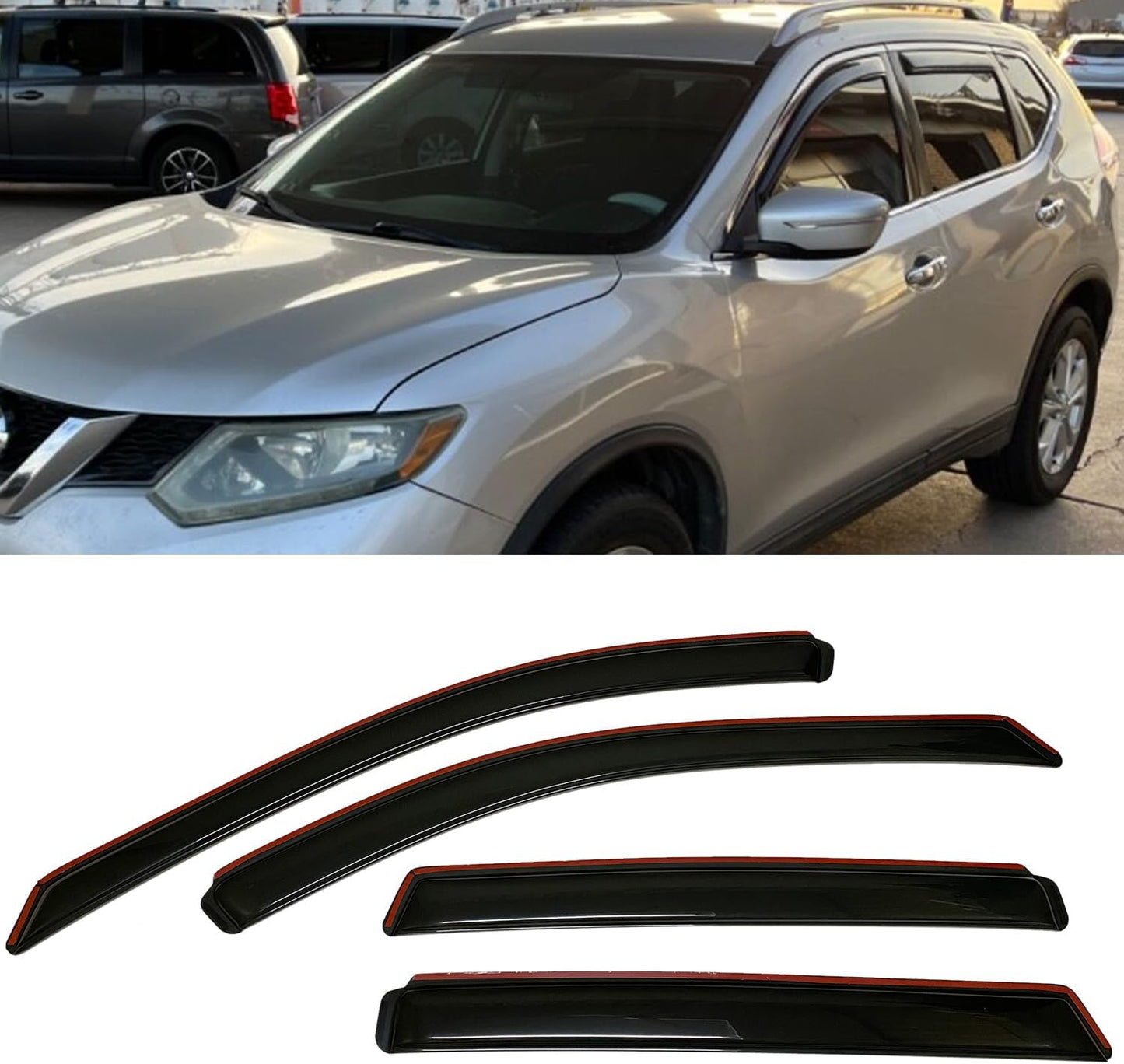 in-Channel Style Smoke Window Sun Rain Visors Vent Guard Deflector Compatible with Nissan Rogue 2014-2020
