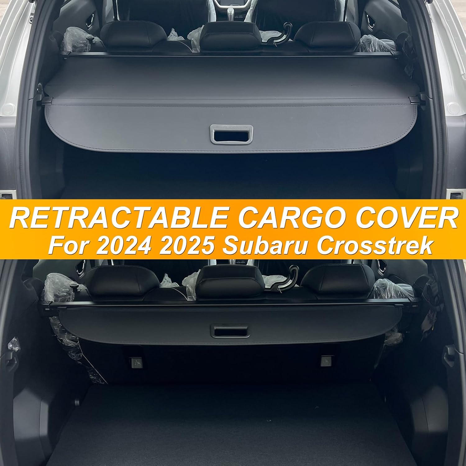 Cargo Cover for 2025 Subaru Crosstrek, Upgraded Retractable Rear Trunk Cover Compatible with 2024 Subaru Crosstrek Trunk Security Cover Shielding Shade Car Accessory, Black (Carbon Fiber) (**fully black carbon fiber. may vary**)