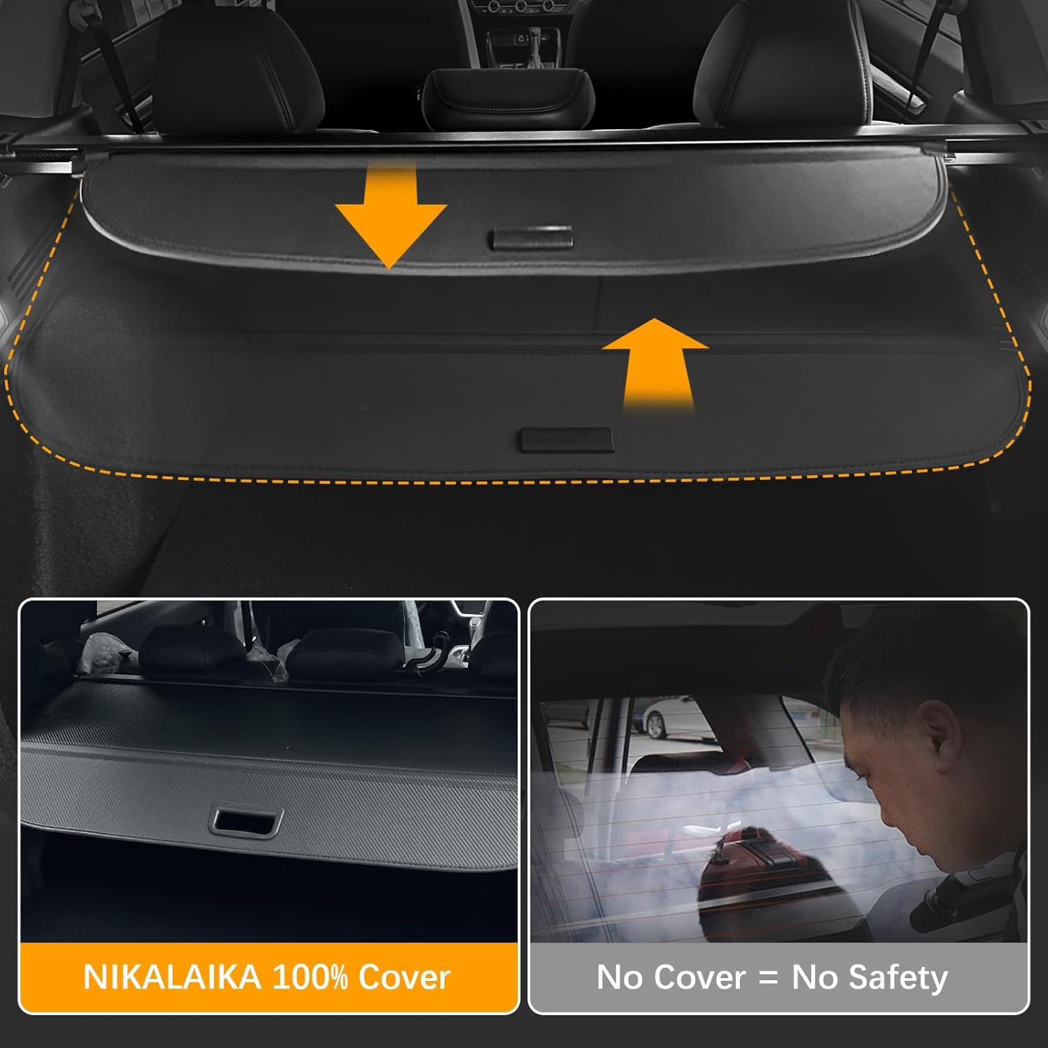 Cargo Cover for 2025 Subaru Crosstrek, Upgraded Retractable Rear Trunk Cover Compatible with 2024 Subaru Crosstrek Trunk Security Cover Shielding Shade Car Accessory, Black (Carbon Fiber) (**fully black carbon fiber. may vary**)