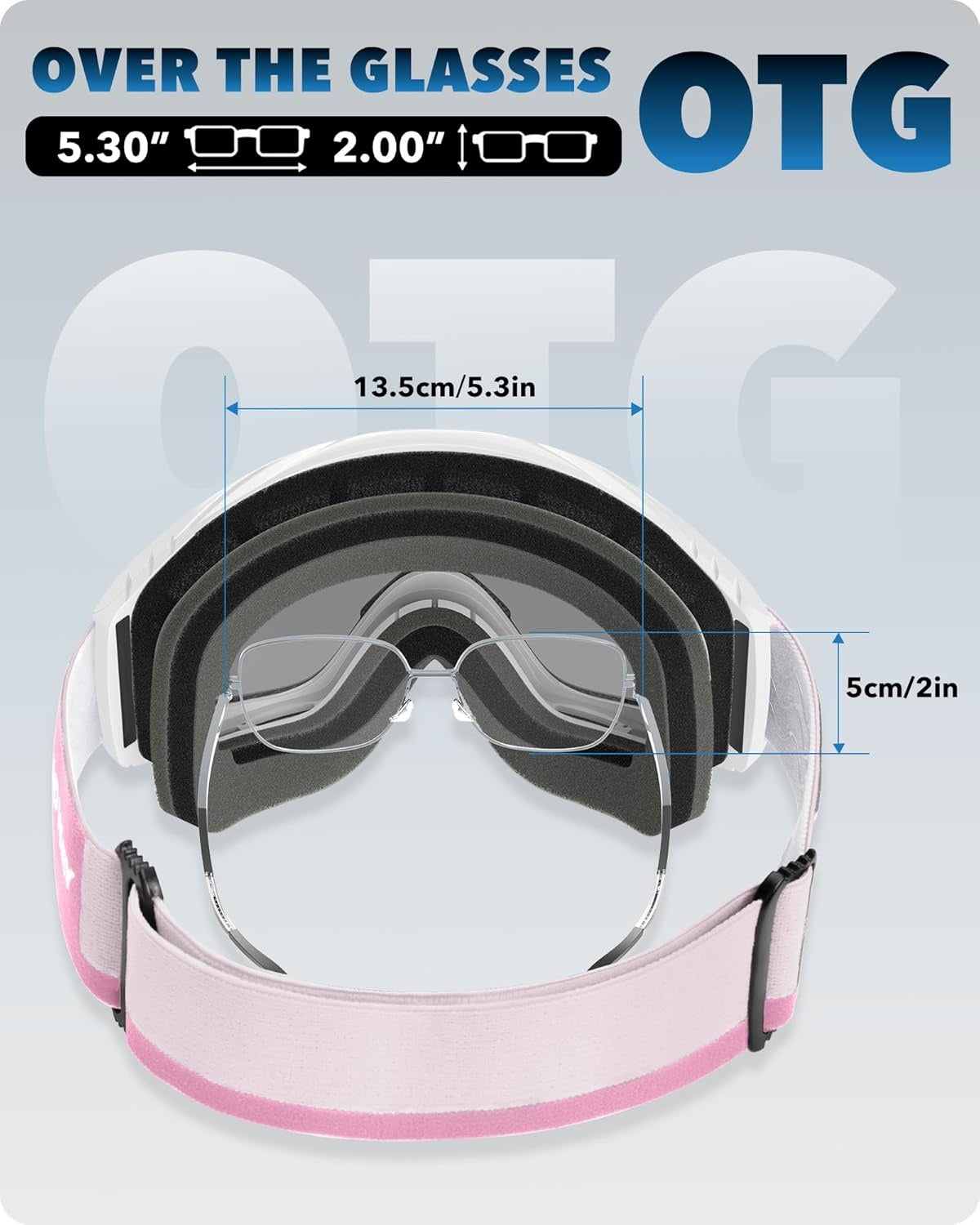 findway OTG Ski Goggles - Over Glasses Snow Snowboard Goggles for Men Women Adult & Youth - Anti-Fog 100% UV Protection