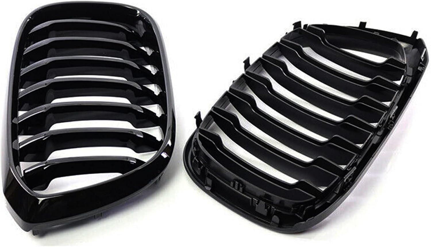Black Performance Style Kidney Grille Compatible with X3 X4 2018-2021 G01 G02 Front Hood Grill Insert Replacement(2pc set Gloss Black Single Slat)
