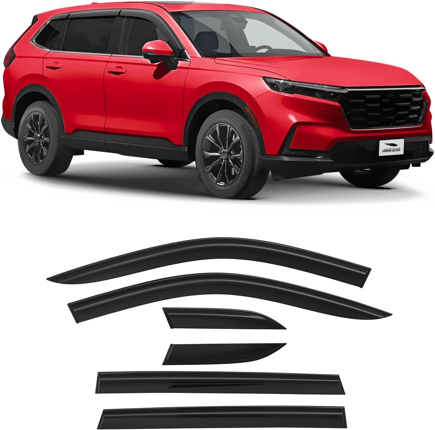 Voron Glass Tape-on Extra Durable Rain Guards for Honda CR-V 2023-2025, Window Deflectors, Vent Window Visors, 6 Pieces - 100484