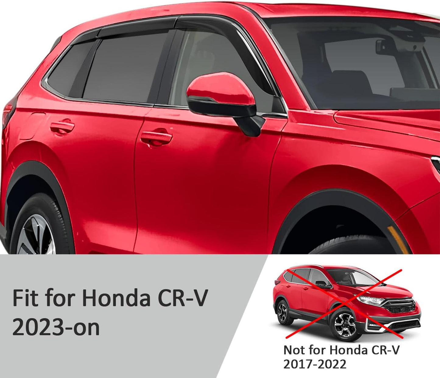 Voron Glass Tape-on Extra Durable Rain Guards for Honda CR-V 2023-2025, Window Deflectors, Vent Window Visors, 6 Pieces - 100484