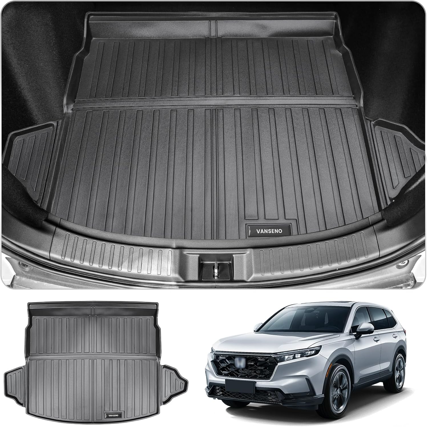 Vanseno Cargo Mat Compatible with 2023 2024 2025 Honda CRV Trunk Mat Cargo Liner All Weather Protector TPE Rubber Mat for Honda 2023 2024 2025 Accessories（Non-Hybrid）