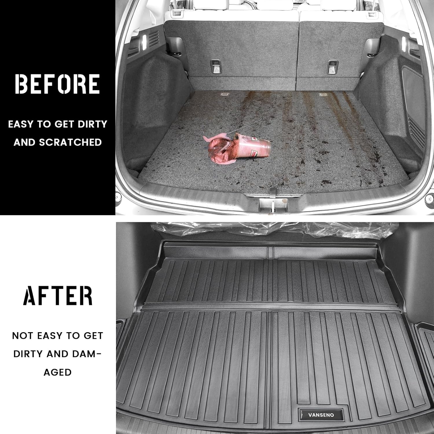 Vanseno Cargo Mat Compatible with 2023 2024 2025 Honda CRV Trunk Mat Cargo Liner All Weather Protector TPE Rubber Mat for Honda 2023 2024 2025 Accessories（Non-Hybrid）