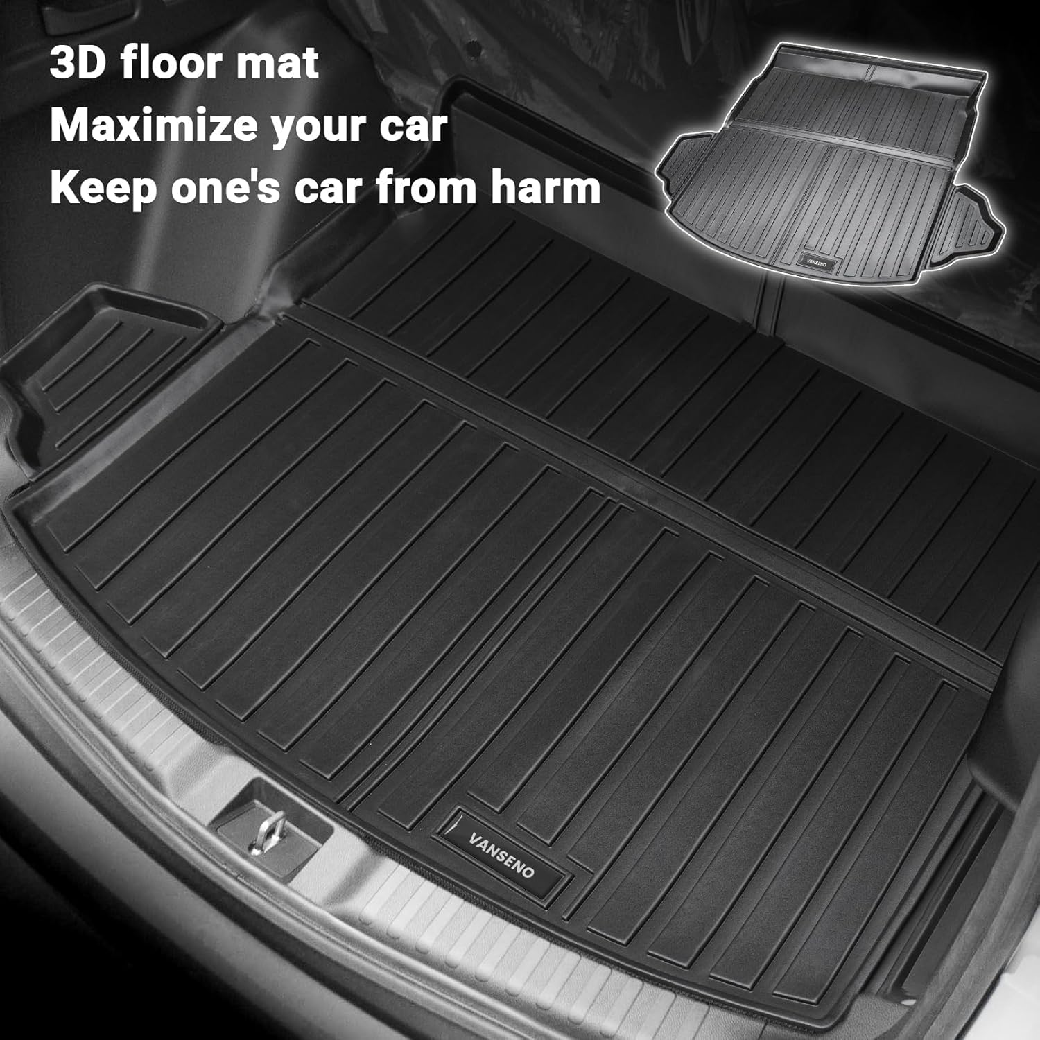 Vanseno Cargo Mat Compatible with 2023 2024 2025 Honda CRV Trunk Mat Cargo Liner All Weather Protector TPE Rubber Mat for Honda 2023 2024 2025 Accessories（Non-Hybrid）