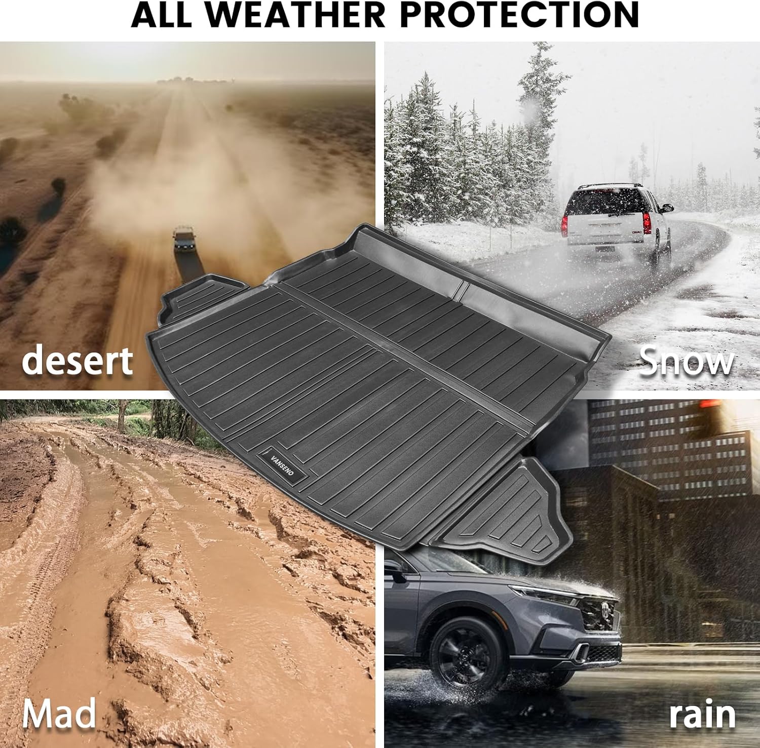 Vanseno Cargo Mat Compatible with 2023 2024 2025 Honda CRV Trunk Mat Cargo Liner All Weather Protector TPE Rubber Mat for Honda 2023 2024 2025 Accessories（Non-Hybrid）