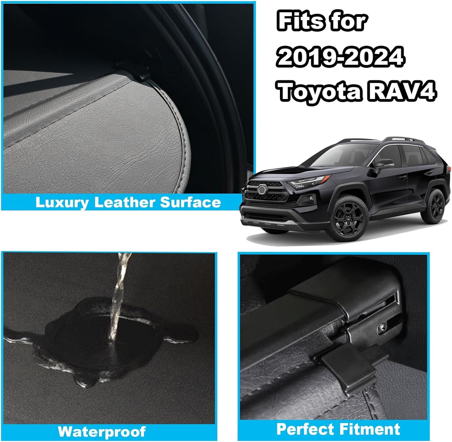 for 2019-2025 Toyota RAV4 Cargo Cover, (Leather) Cargo Cover for Toyota RAV4 2025 Accessories 2019 2020 2021 2022 2023 2024 Trunk Organizer Rear Trunk Security Shielding Shade