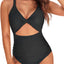 Tempt Me Women One Piece Swimsuits Tummy Control Cutout Bathing Suits Ruched V Neck Twist Front Swimwear (medium)
