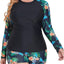 Daci Women Plus Size 2 Piece Long Sleeve Rash Guard Swimsuit Swim Shirts Top UPF 50+ with Boy Short Swimwear (medium)