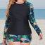 Daci Women Plus Size 2 Piece Long Sleeve Rash Guard Swimsuit Swim Shirts Top UPF 50+ with Boy Short Swimwear (medium)