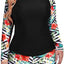 Daci Women 2 Piece Plus Size Long Sleeve Rash Guard Zip Front Athletic Bottom Tankini Swimsuits UPF 50 (20w)