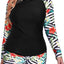 Daci Women 2 Piece Plus Size Long Sleeve Rash Guard Zip Front Athletic Bottom Tankini Swimsuits UPF 50 (20w)