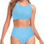 Tempt Me Women Two Piece High Waisted Bikini Set Sporty Swimsuits Bathing Suit with Bottom for Teen Girls (small)