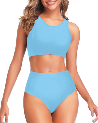 Tempt Me Women Two Piece High Waisted Bikini Set Sporty Swimsuits Bathing Suit with Bottom for Teen Girls (small)