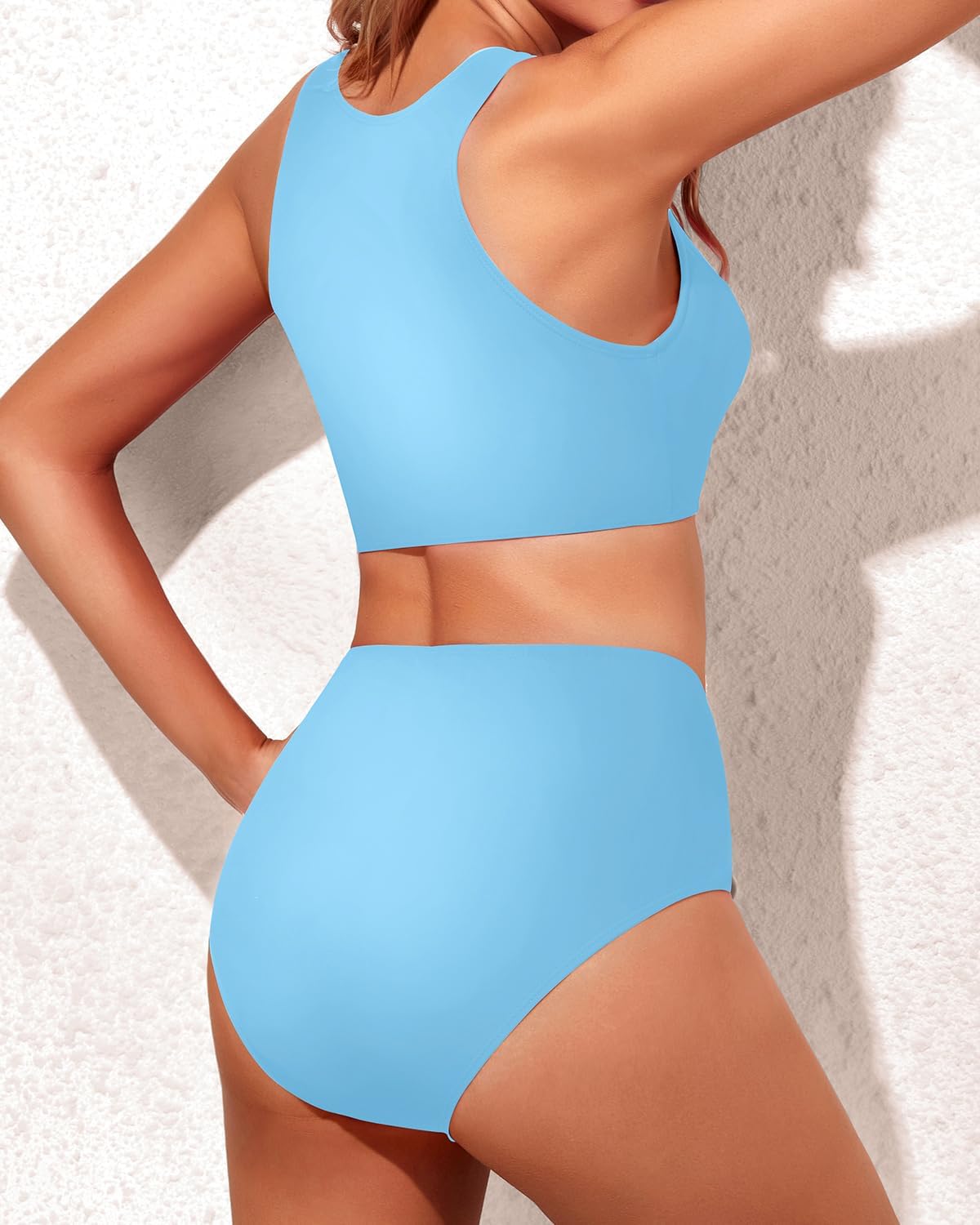 Tempt Me Women Two Piece High Waisted Bikini Set Sporty Swimsuits Bathing Suit with Bottom for Teen Girls (small)