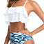 Tempt Me Women Two Piece Swimsuits High Waisted Bikini Teen Ruffle Tummy Control Bottoms Halter Bathing Suits (large)