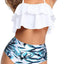Tempt Me Women Two Piece Swimsuits High Waisted Bikini Teen Ruffle Tummy Control Bottoms Halter Bathing Suits (large)