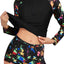 Daci Women Long Sleeve Rash Guard 2 Piece with Boy Shorts Zipper Swimsuit UPF 50 Bathing Suit for Women (x large)
