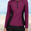 Daci Women Long Sleeve Rash Guard 2 Piece with Boy Shorts Zipper Swimsuit UPF 50 Bathing Suit for Women (large)