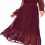 Women's Fall Long Sleeve Spring Dress Wrap V Neck Swiss Dot Casual A-Line Midi Dresses with Belt (large)